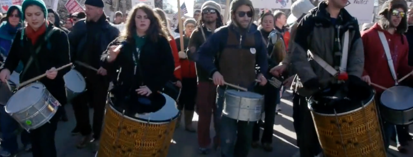 movie - drumline at Wisconsin protest