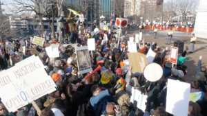 democracy denied - Wisconsin protestors outside the capitol